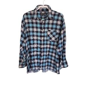 National Outfitters Blue Plaid Flannel Shirt  Men's X-LARGE